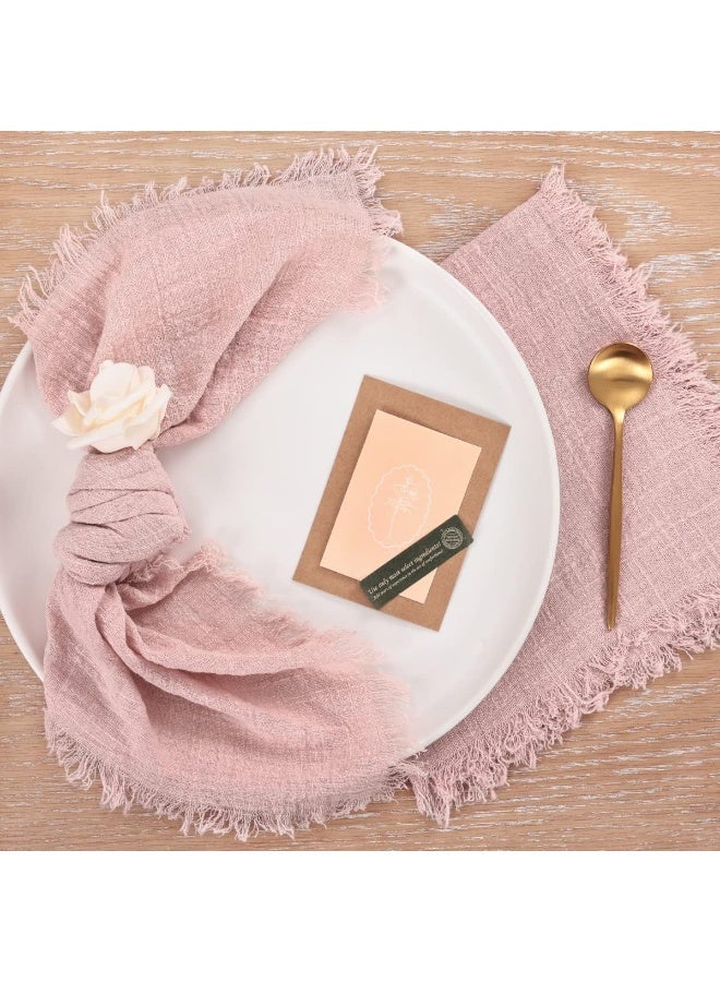 ChicAbode مناديل القماش اليدوية المصنوعة ، مناديل القماش مع مجموعة هامشية من 6 ، مناديل الكتان من القطن الوردي ، مناديل هامشية ريفية مربعة يدوية متعددة الاستخدامات للعشاء والزفاف والحفلات 18 "x18" - Image 4